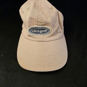 Life Is Good Beige Cap with Blue Logo